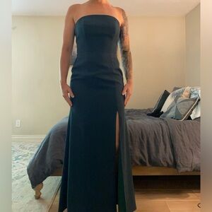 Olive Green Strapless Gown